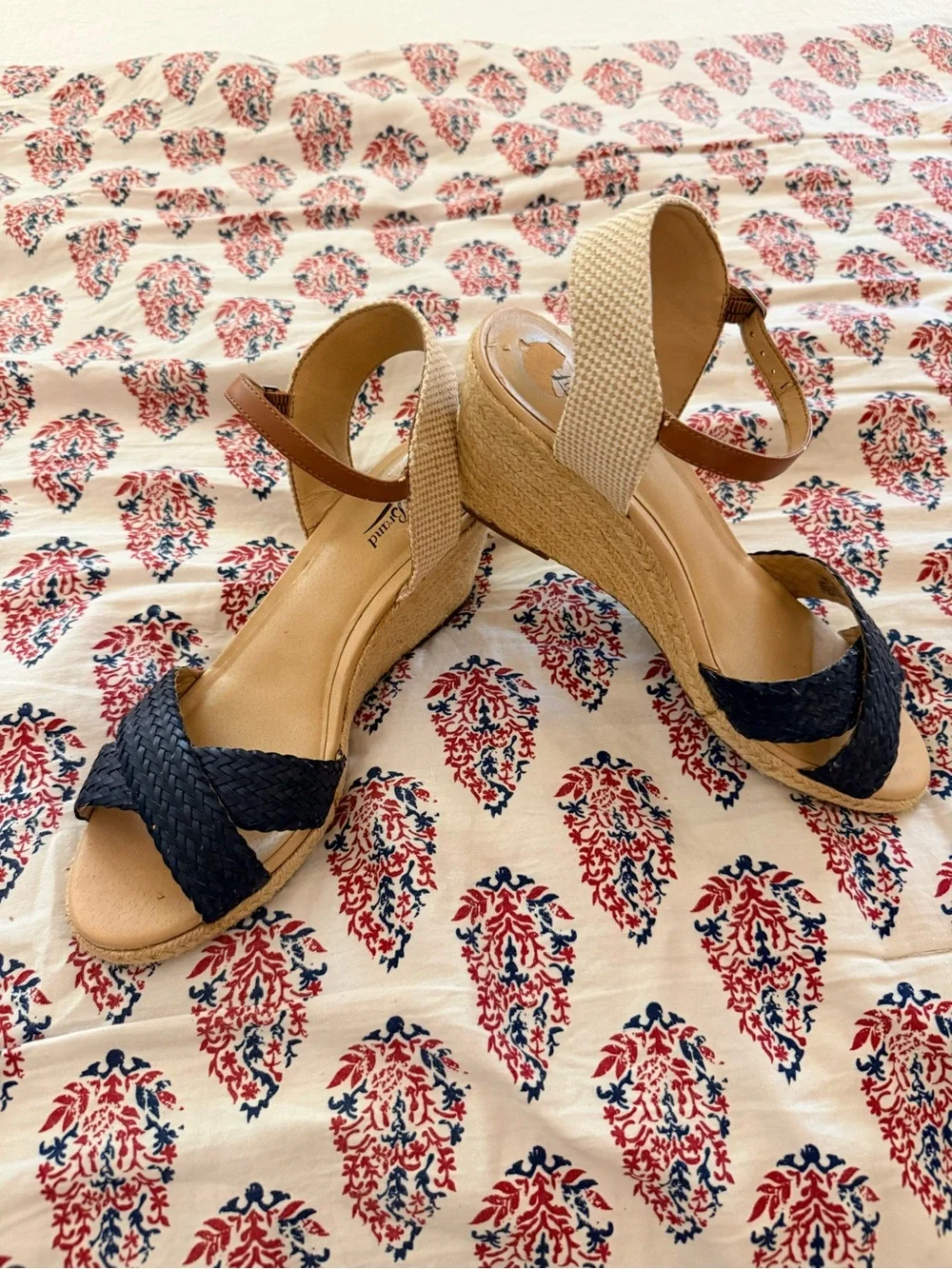Lucky Brand Women’s Navy Braided Espadrille Wedge Sandals Size 10